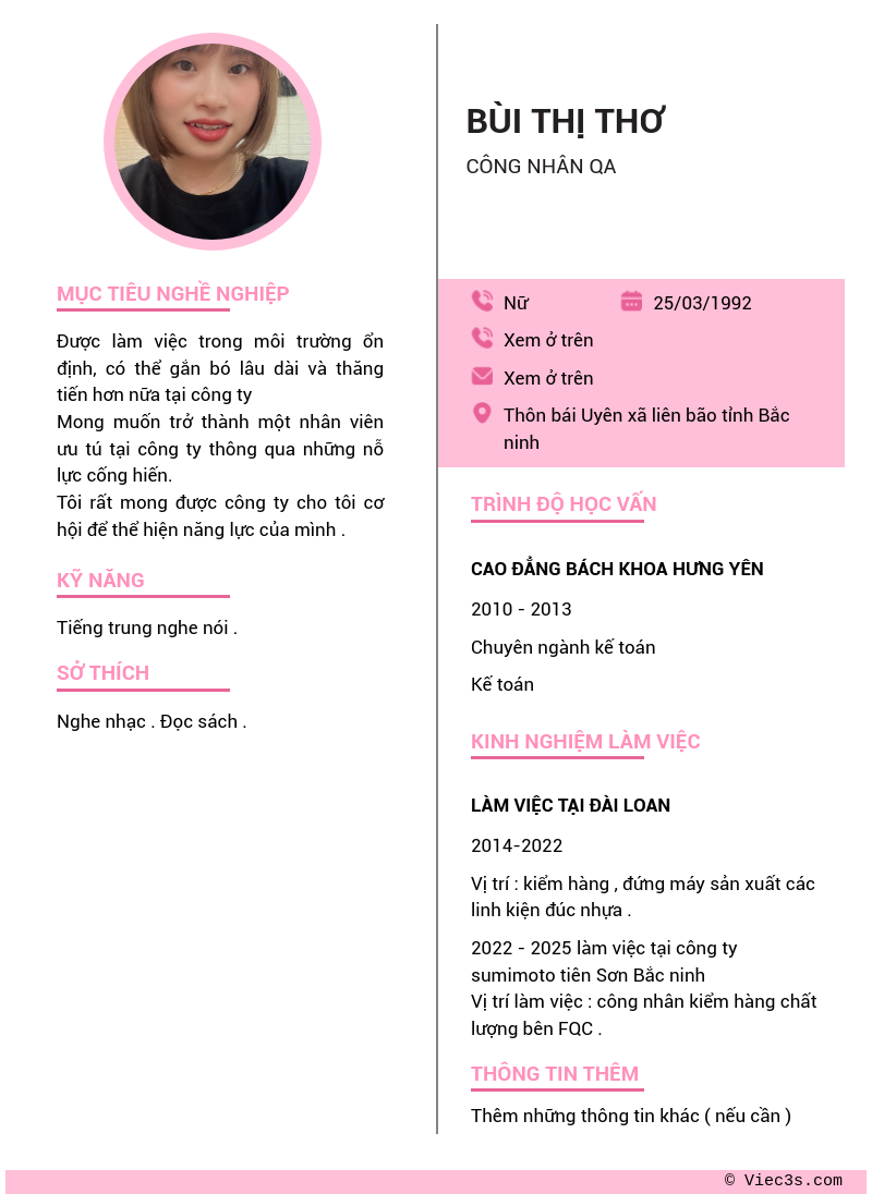 CV ứng viên