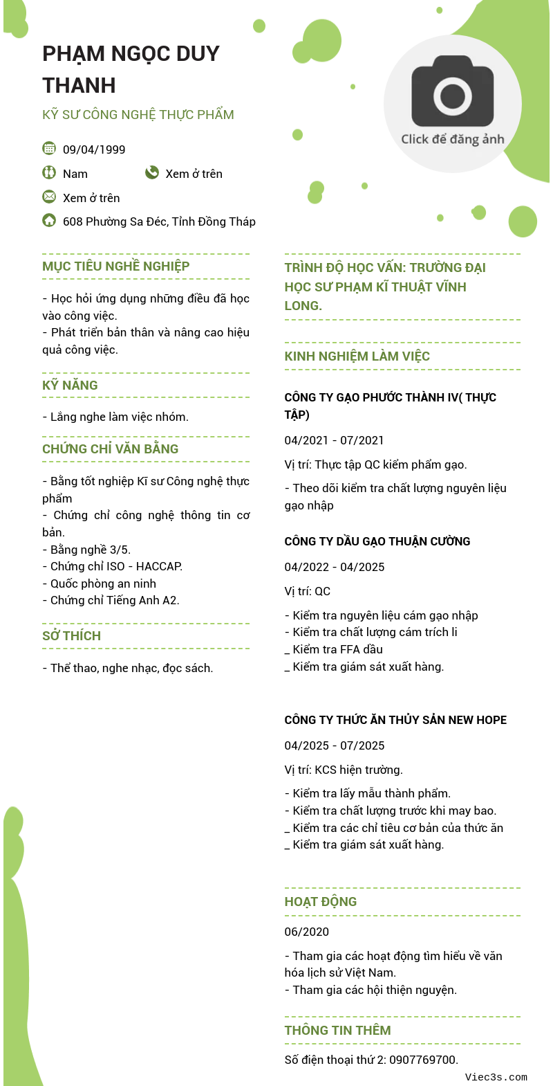 CV ứng viên