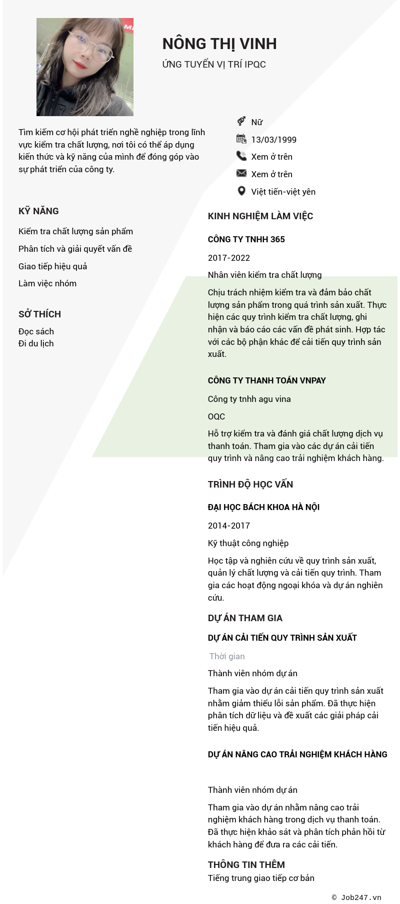 CV ứng viên