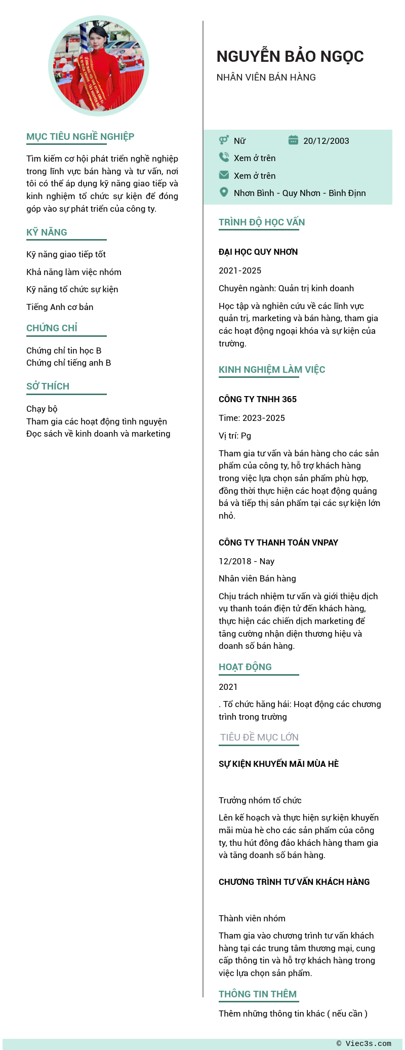 CV ứng viên