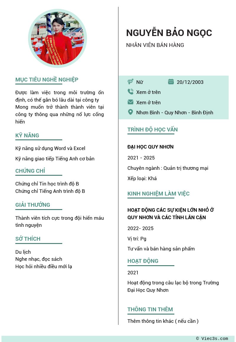 CV ứng viên
