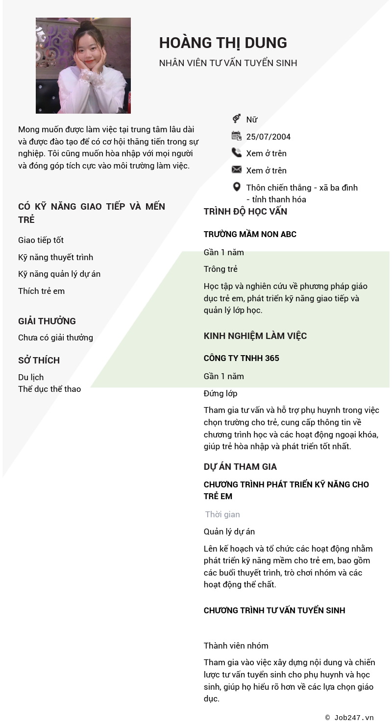 CV ứng viên