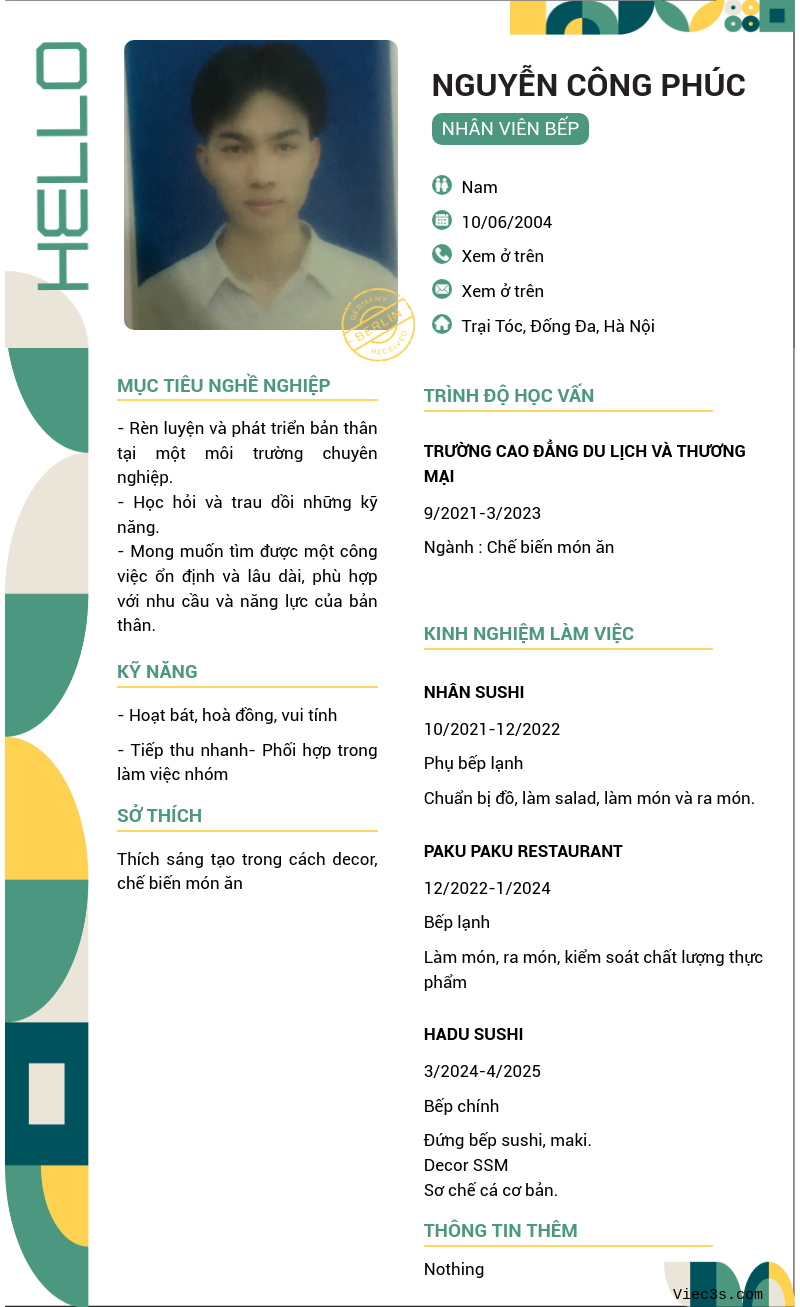 CV ứng viên