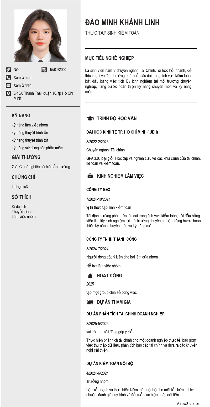 CV ứng viên