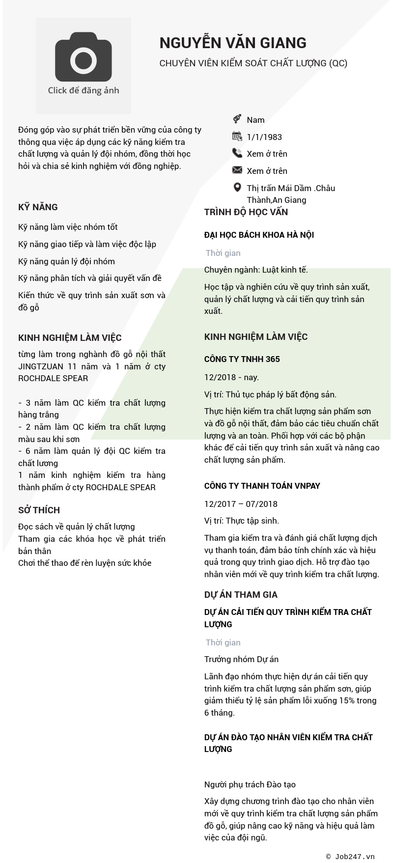 CV ứng viên