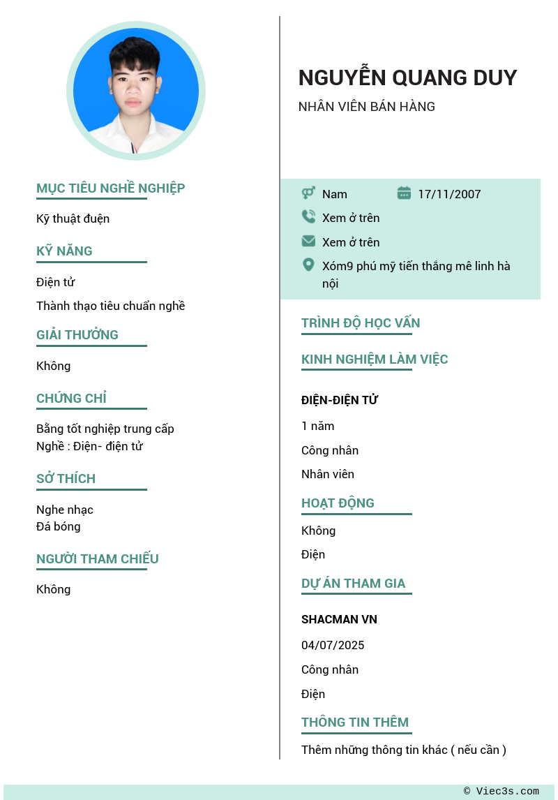 CV ứng viên