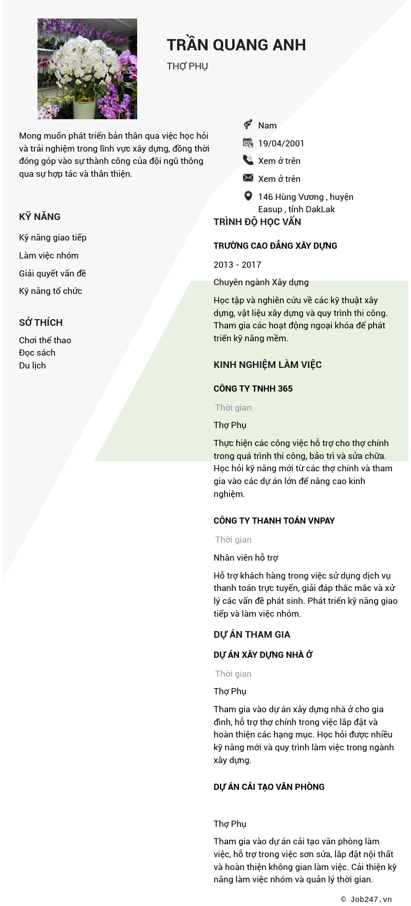 CV ứng viên