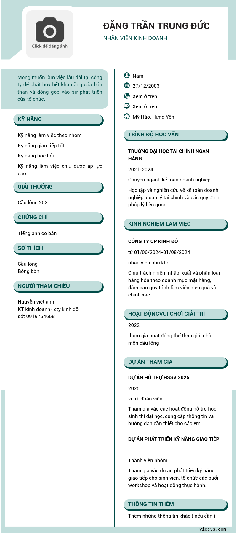 CV ứng viên