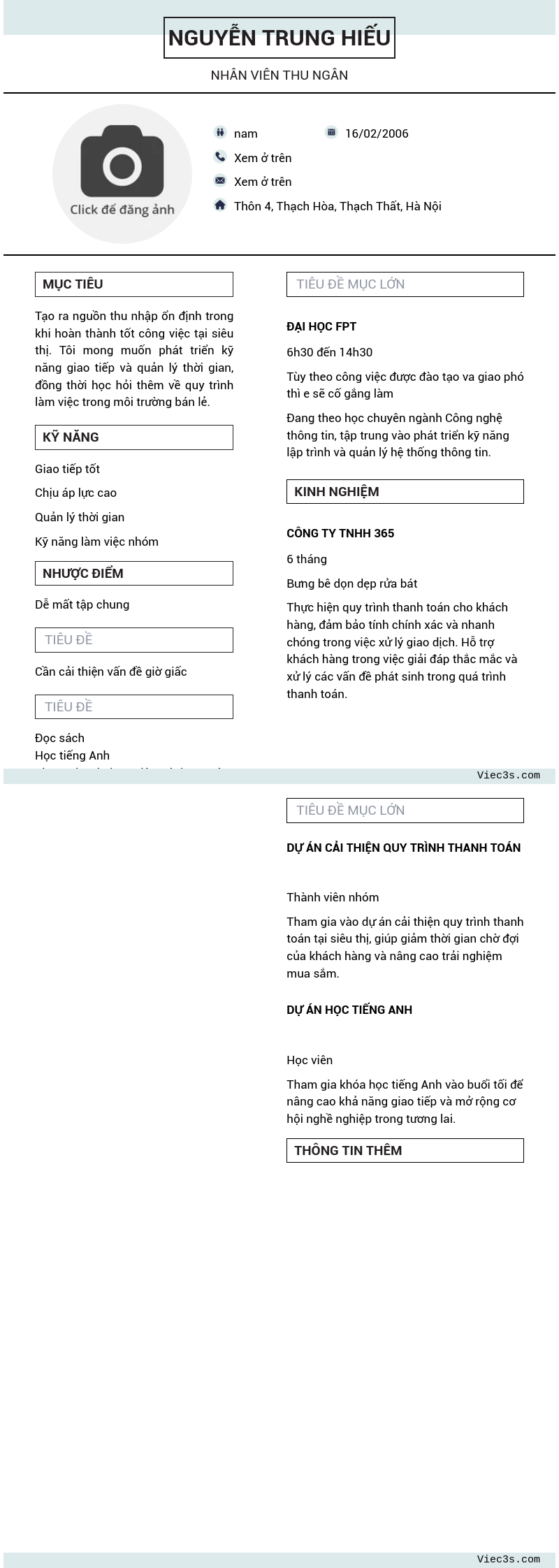 CV ứng viên