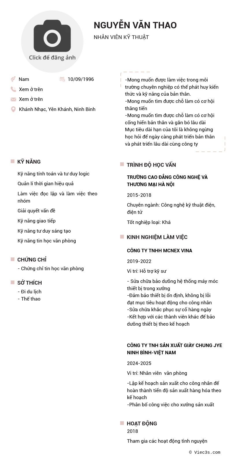 CV ứng viên