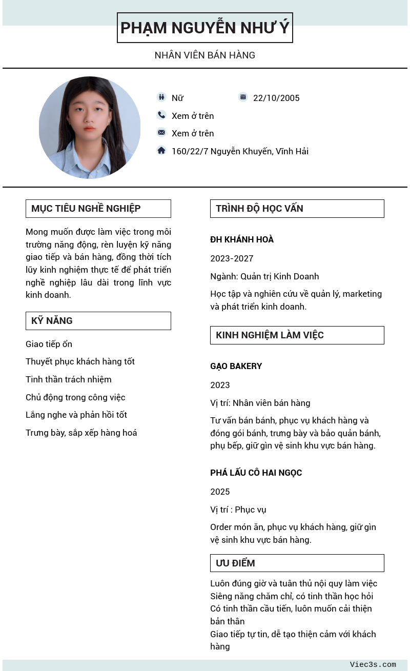 CV ứng viên