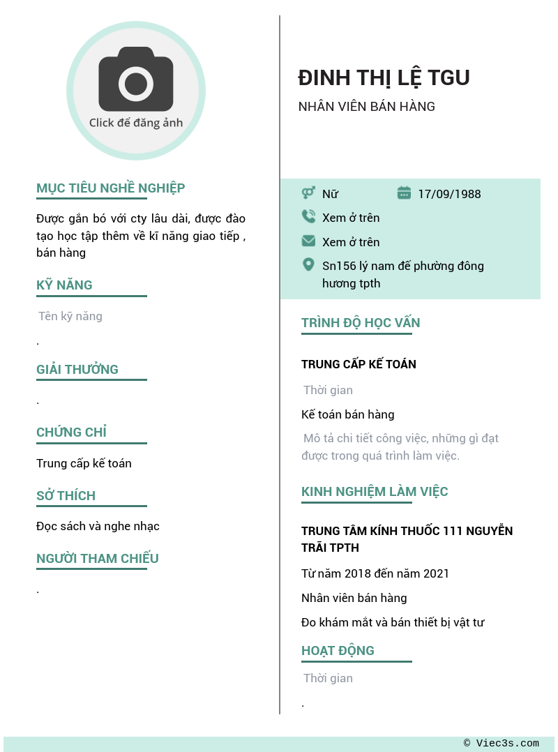 CV ứng viên