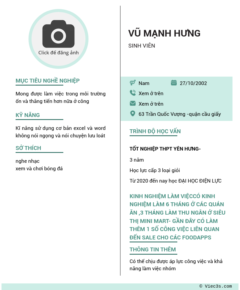 CV ứng viên