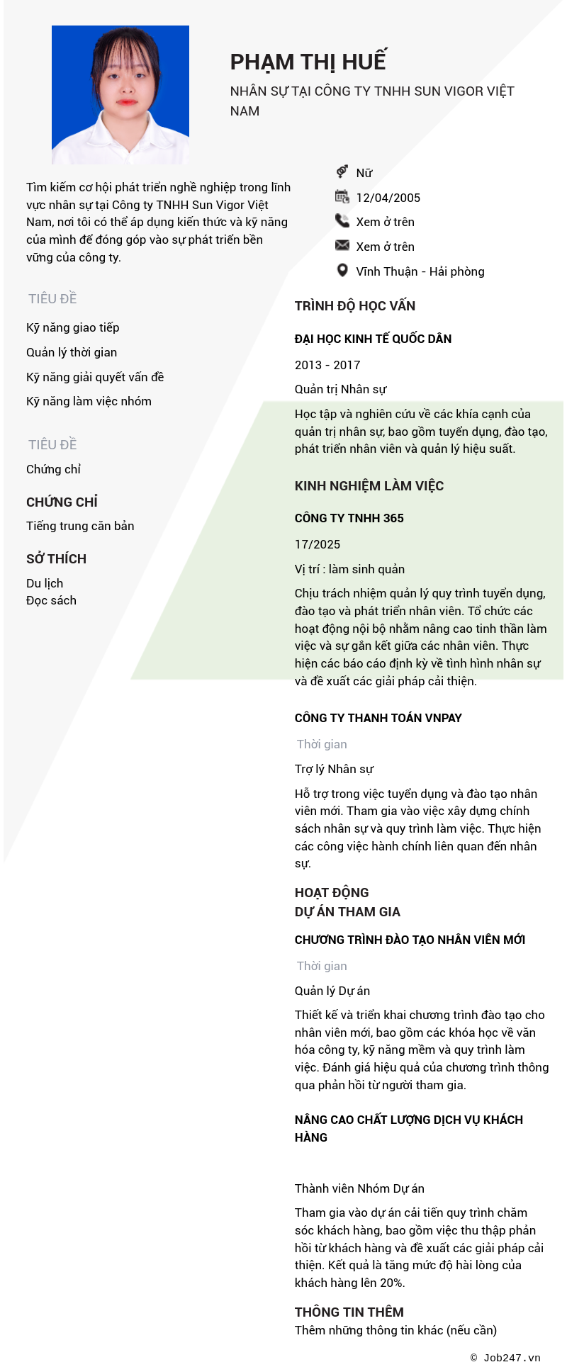 CV ứng viên