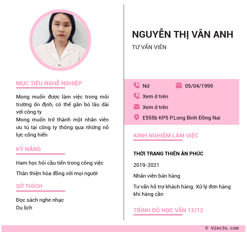CV ứng viên
