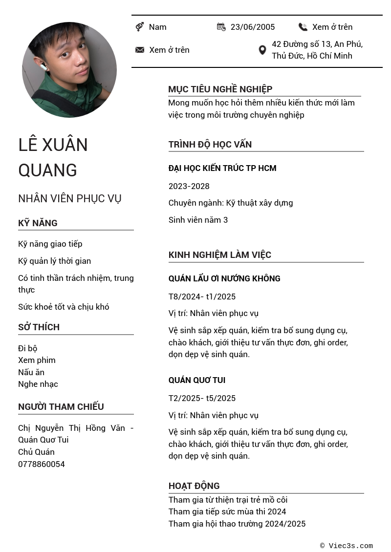 CV ứng viên