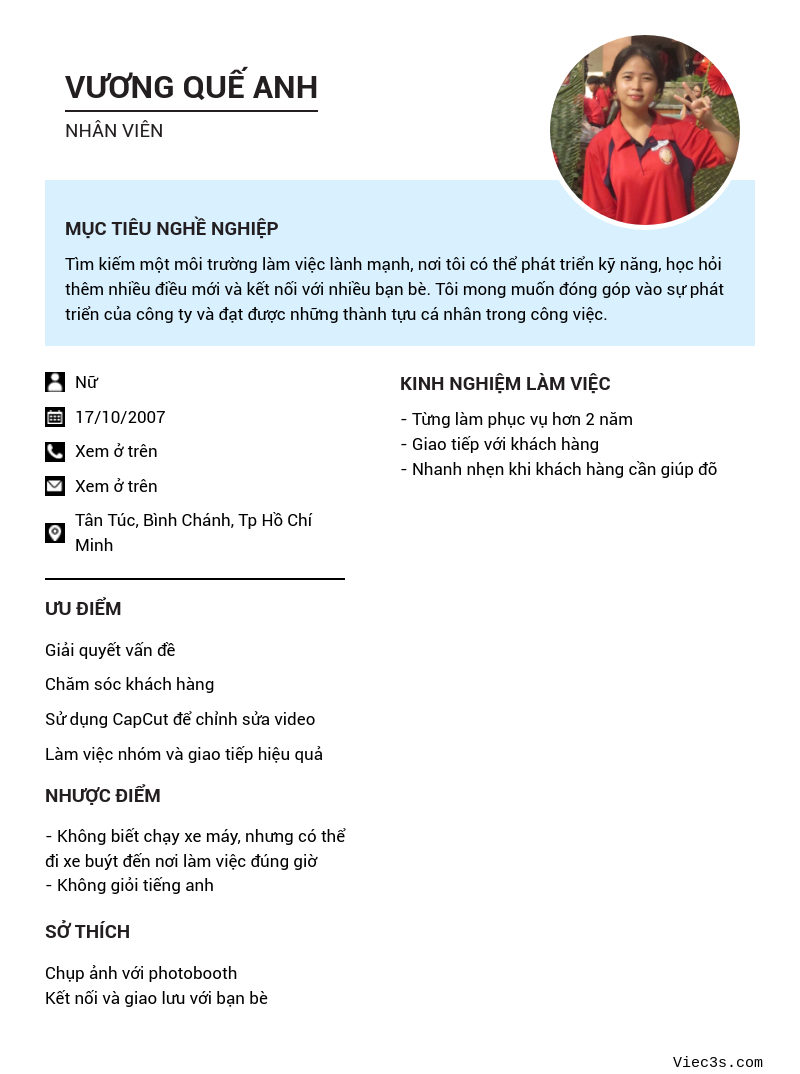 CV ứng viên