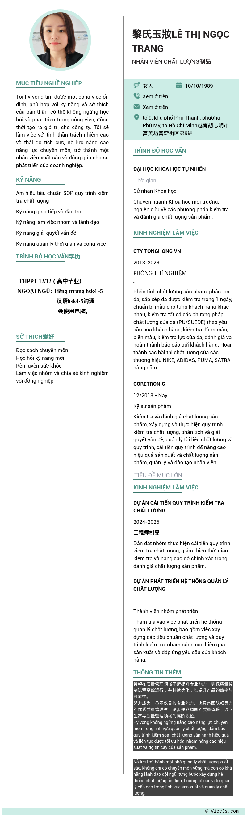 CV ứng viên