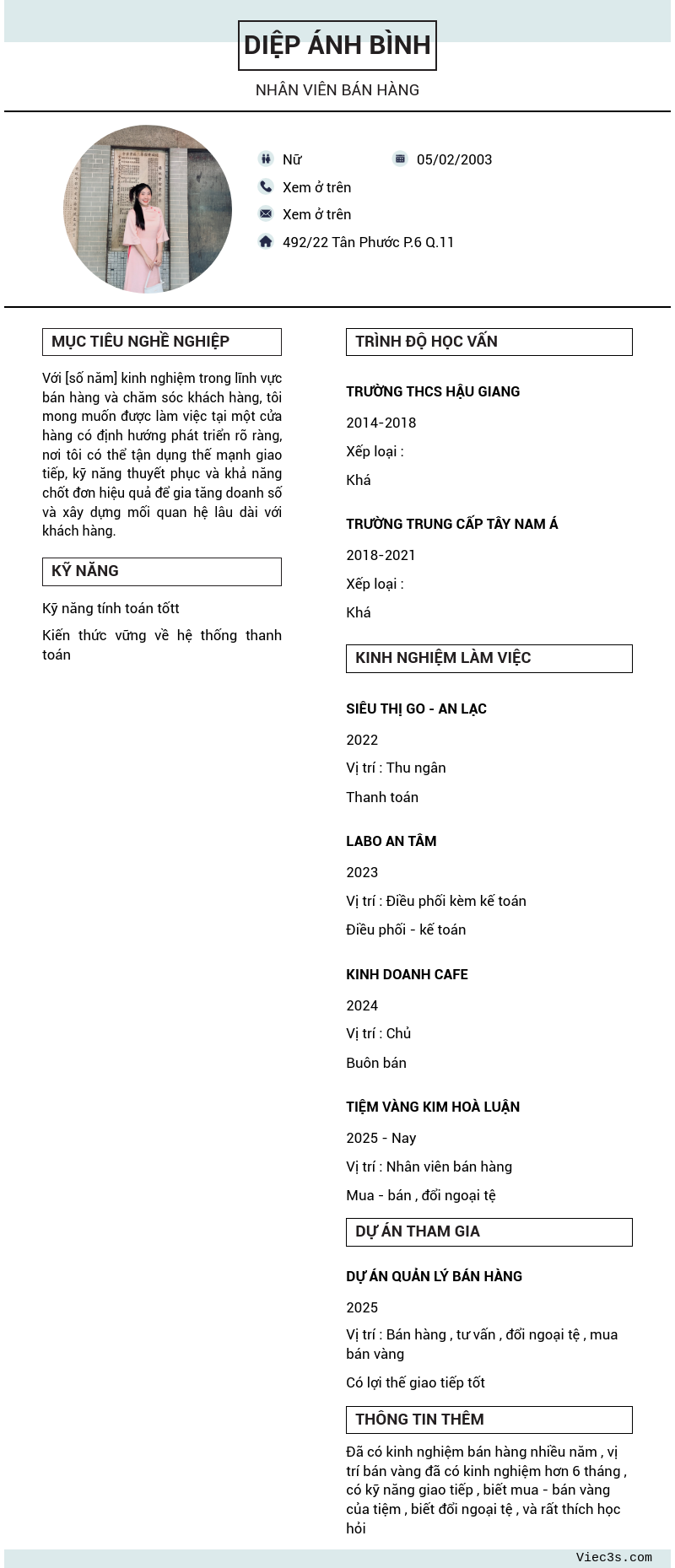 CV ứng viên