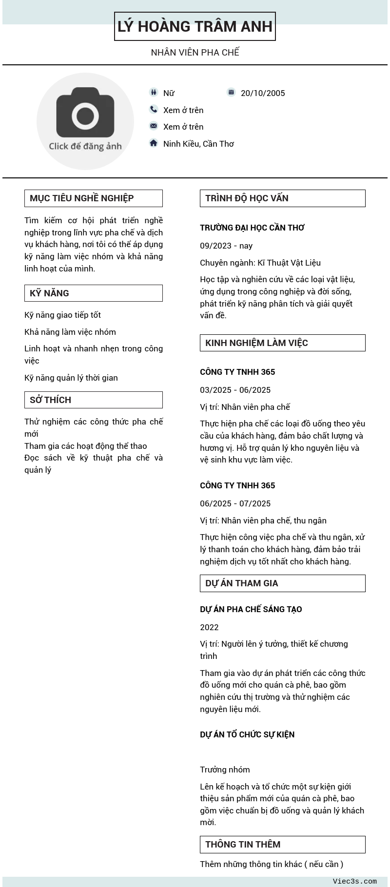 CV ứng viên