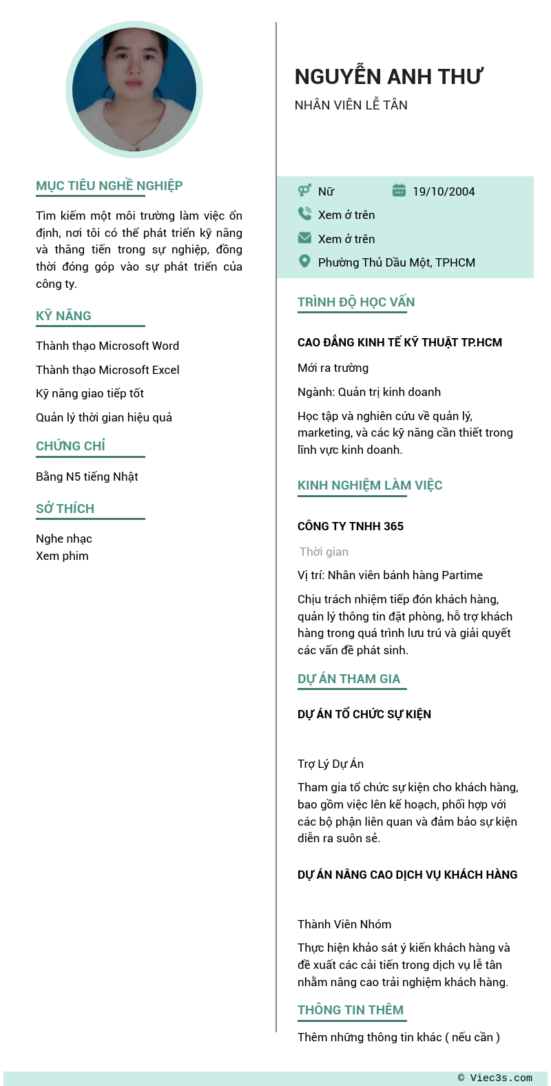 CV ứng viên