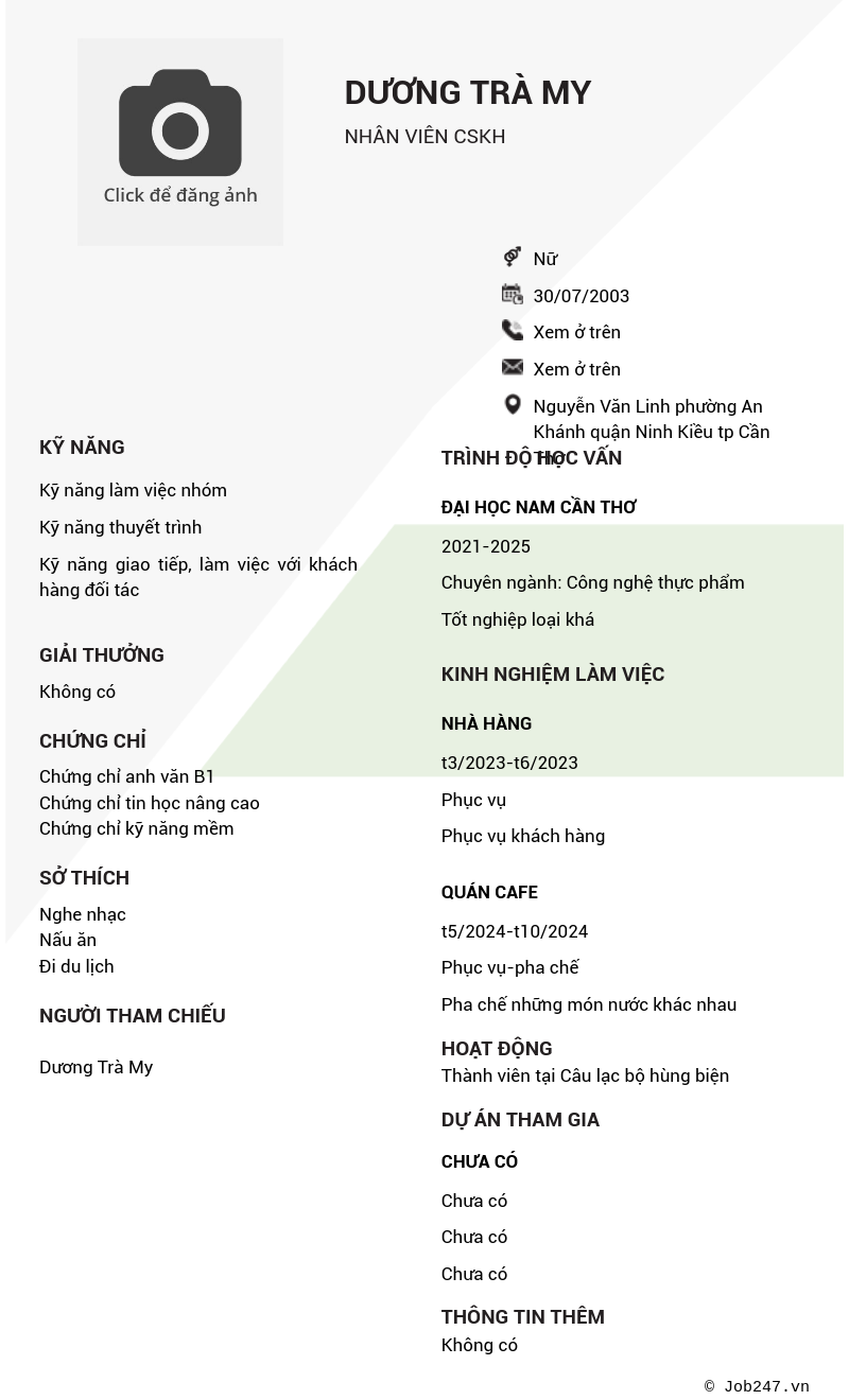 CV ứng viên