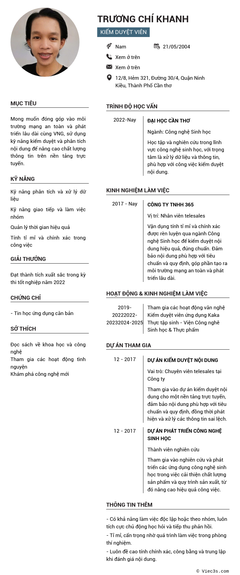 CV ứng viên