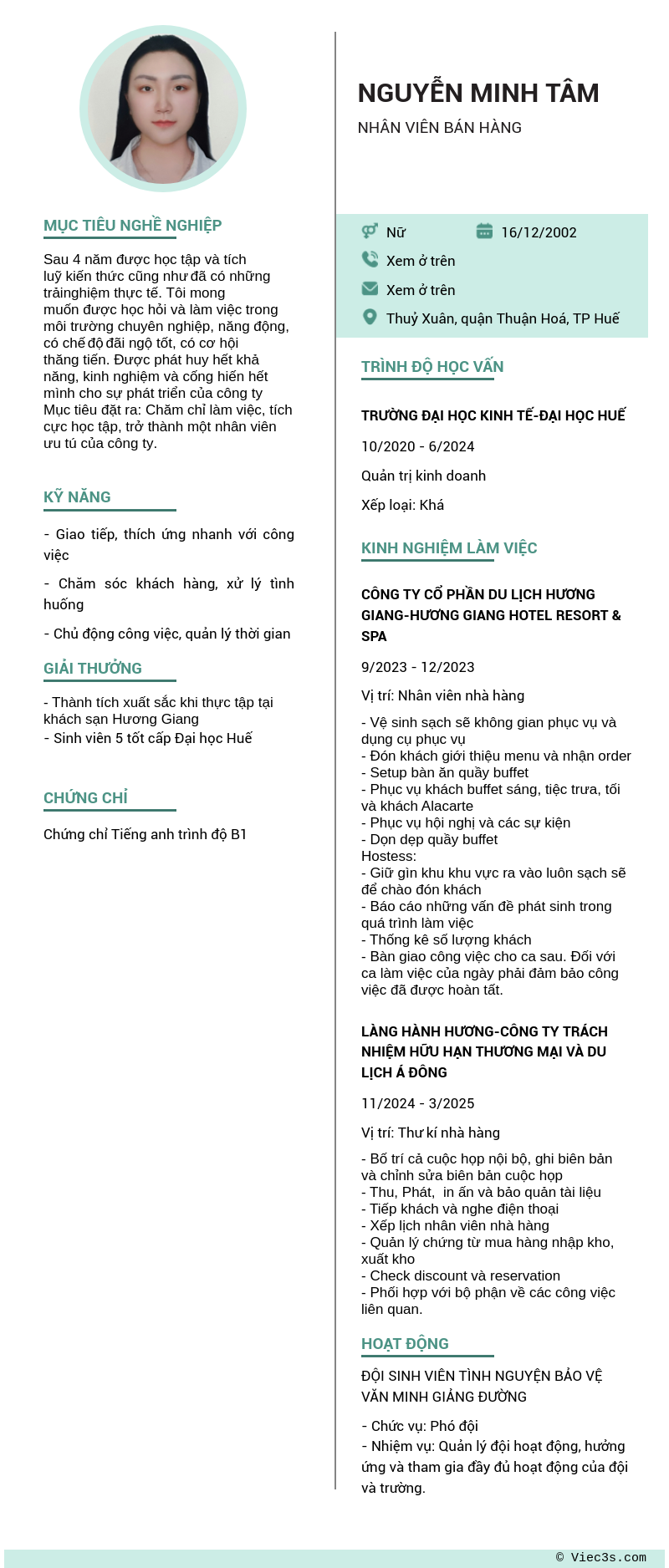 CV ứng viên