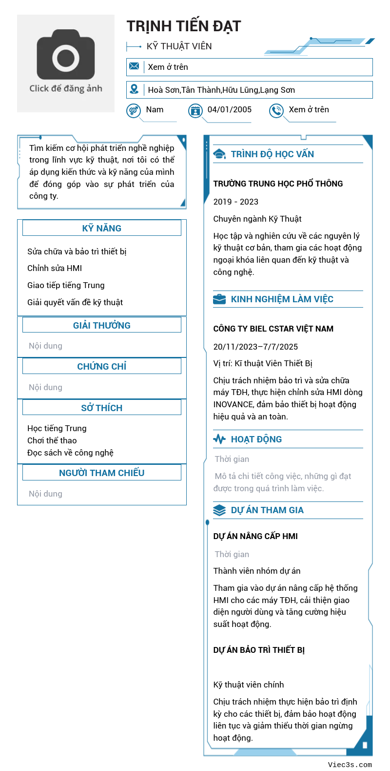 CV ứng viên