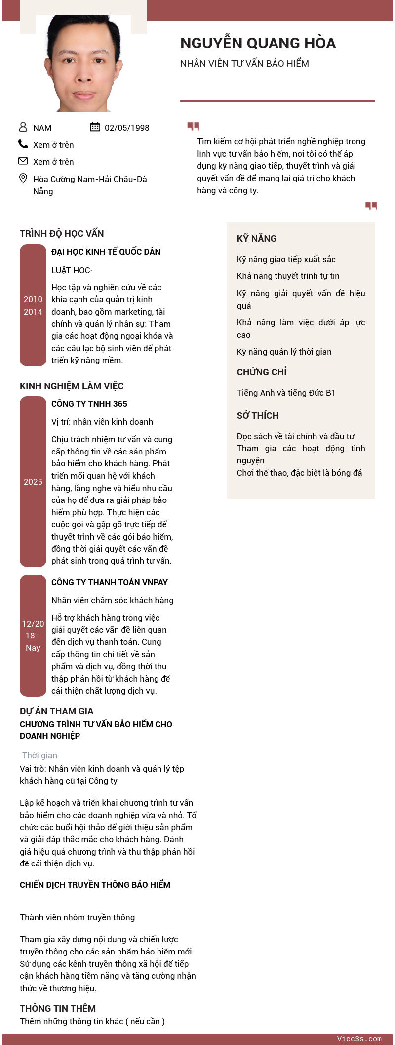 CV ứng viên