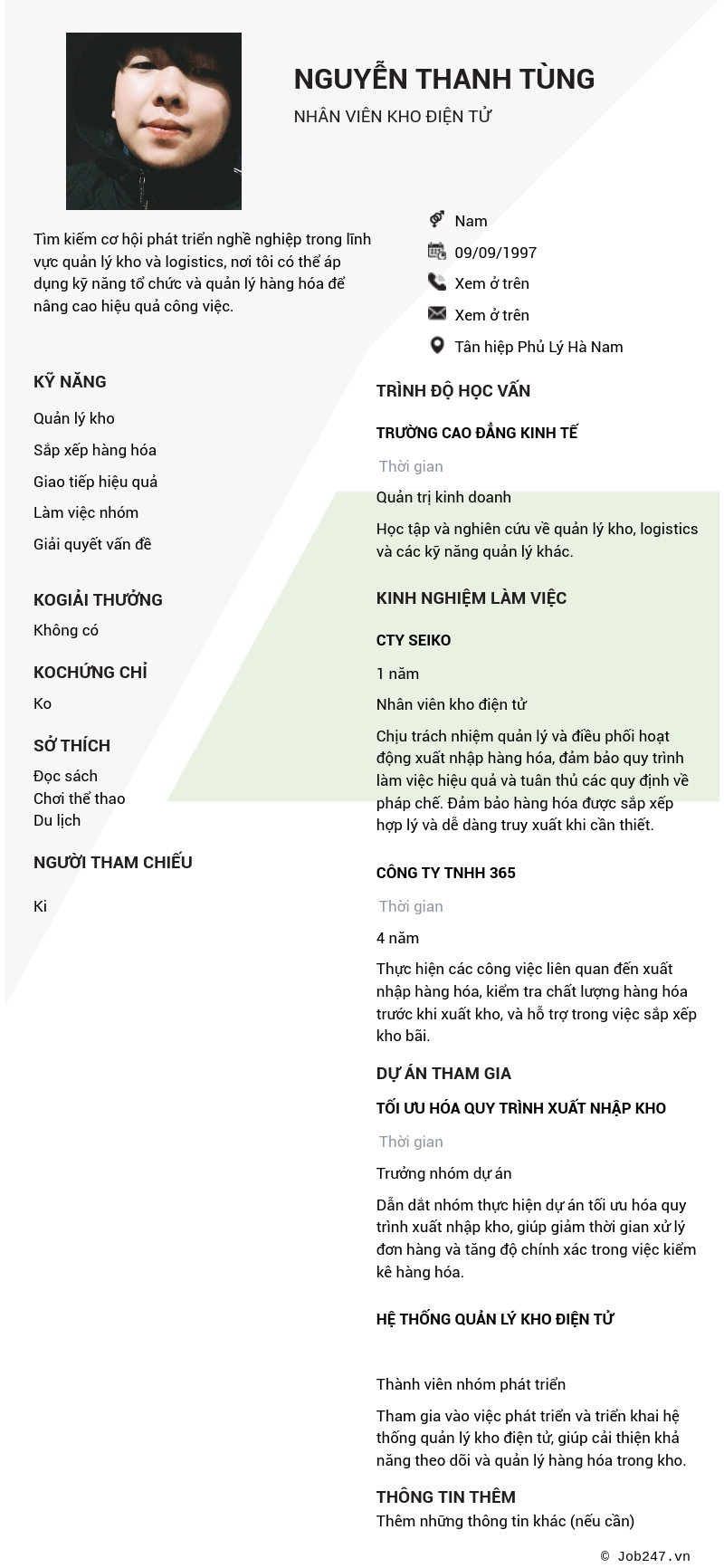 CV ứng viên