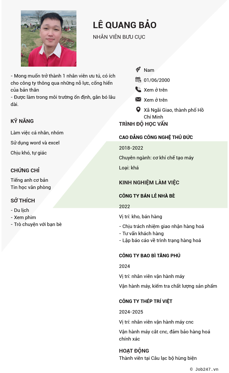 CV ứng viên