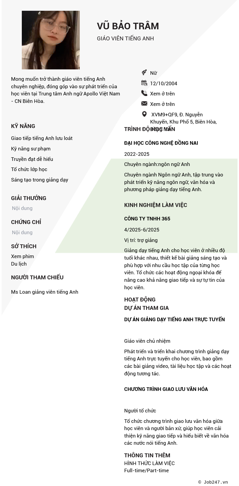 CV ứng viên