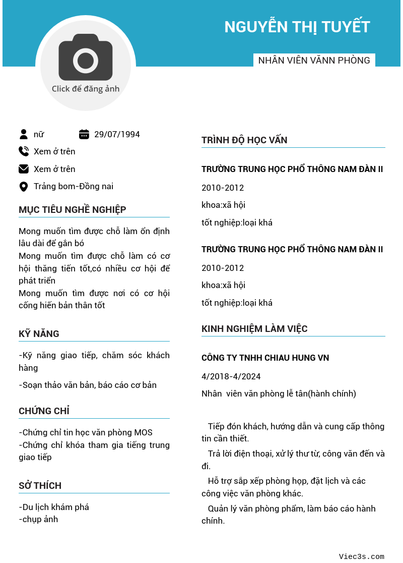 CV ứng viên