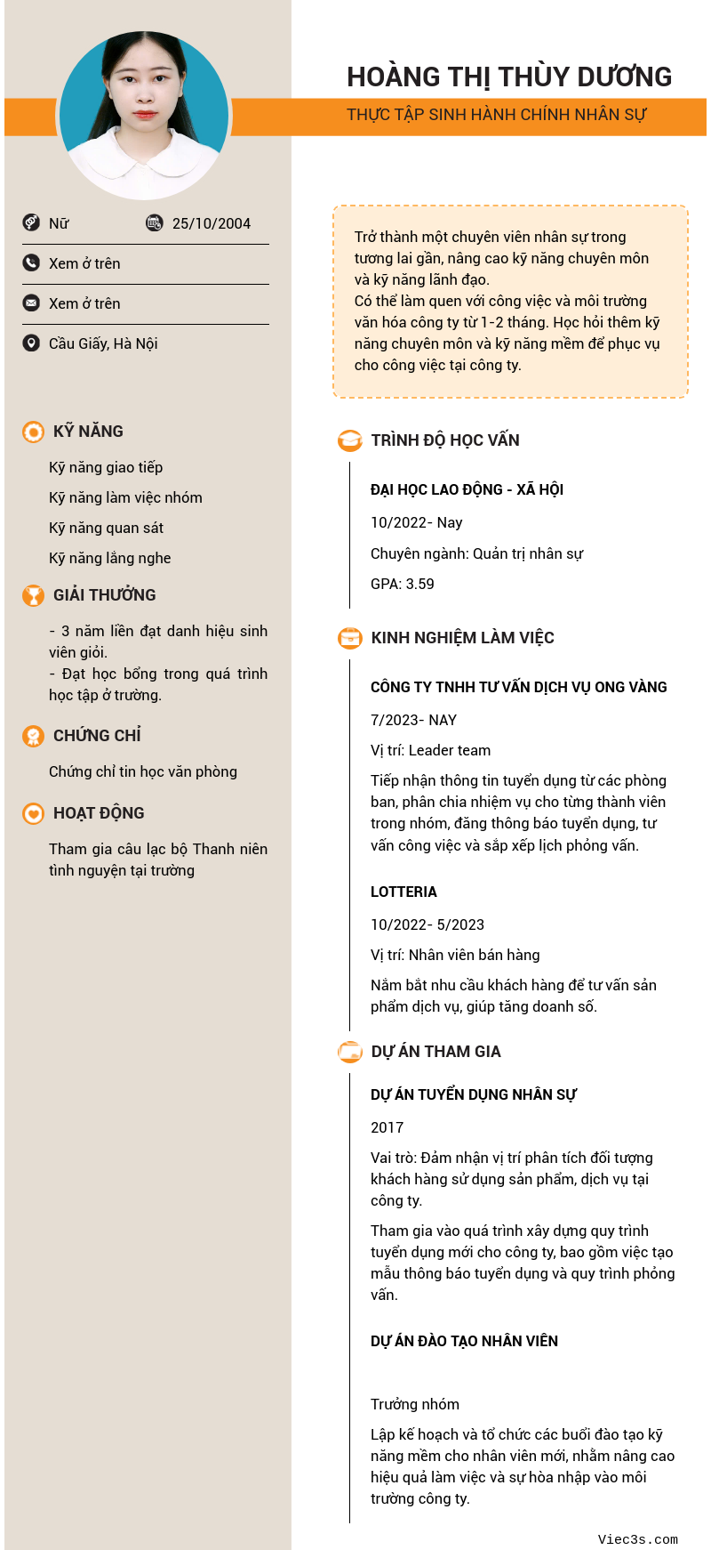 CV ứng viên
