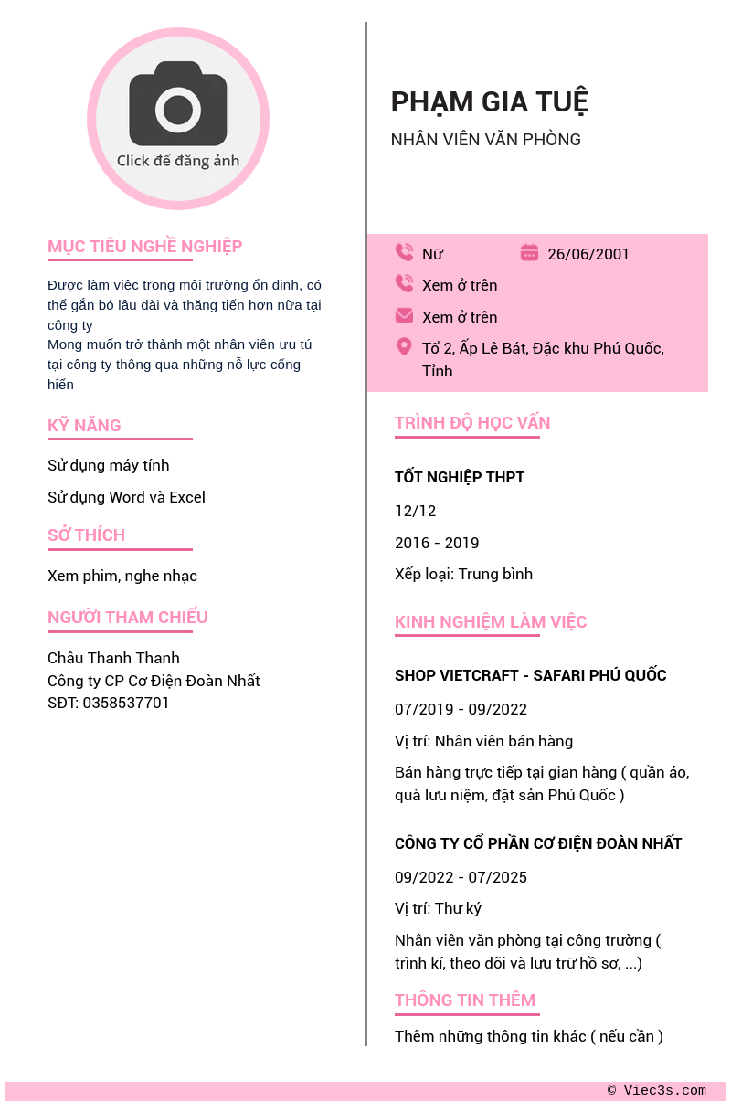 CV ứng viên