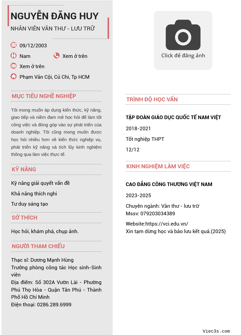 CV ứng viên