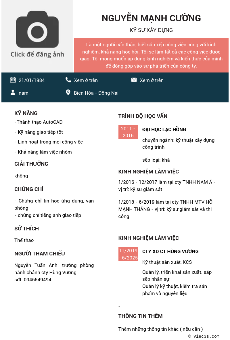 CV ứng viên