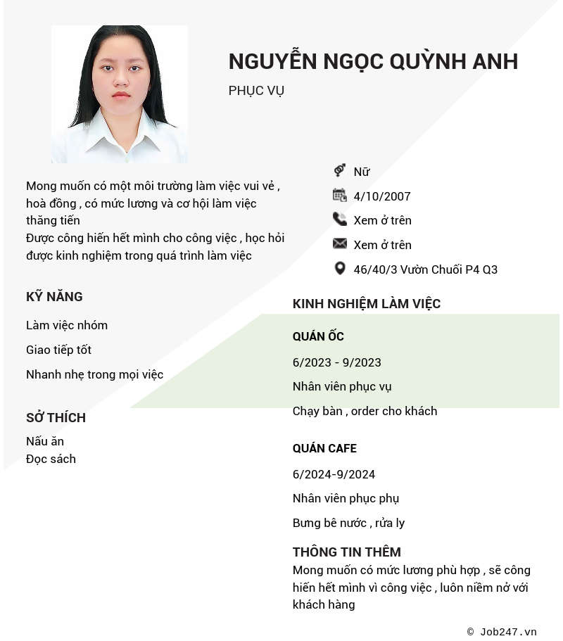 CV ứng viên