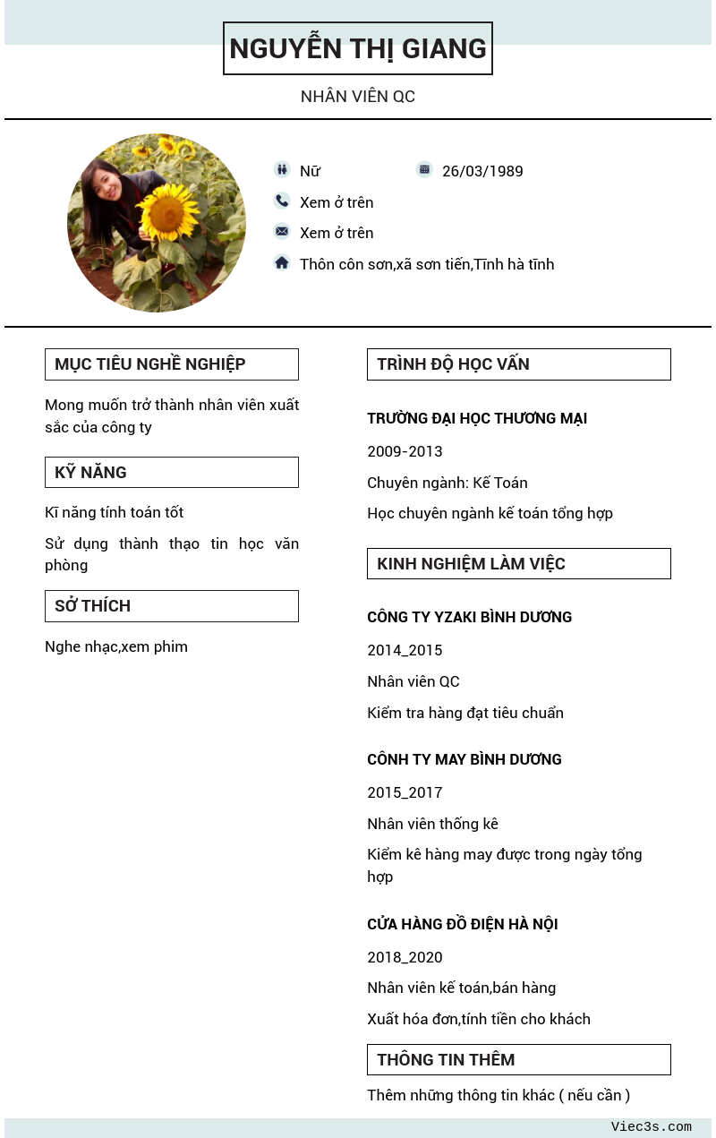 CV ứng viên