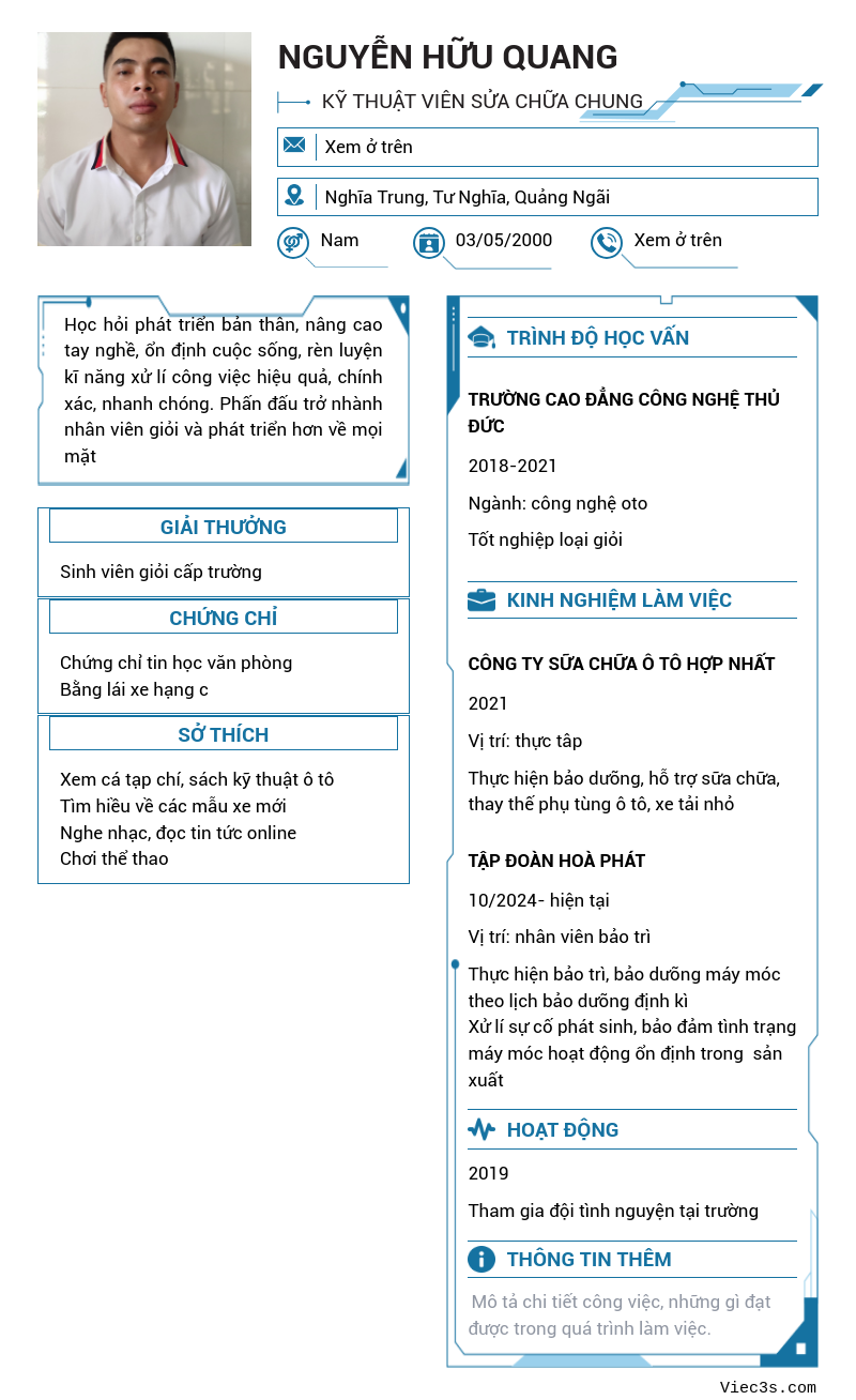 CV ứng viên