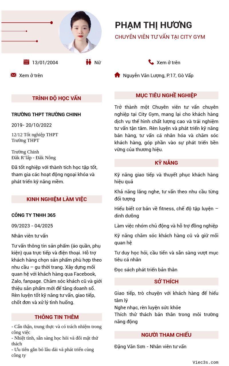 CV ứng viên