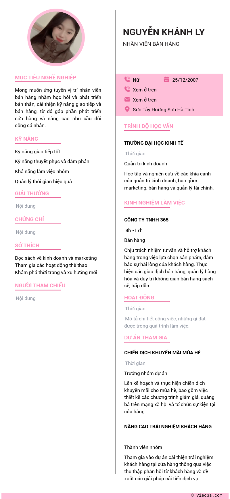CV ứng viên