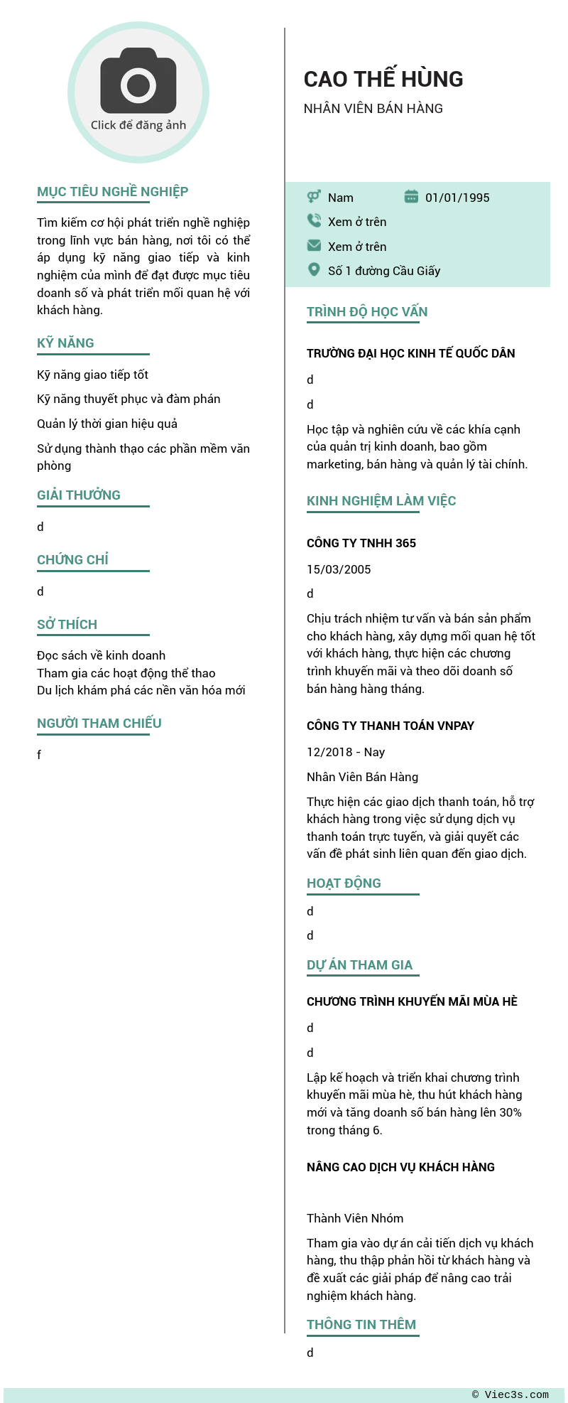 CV ứng viên