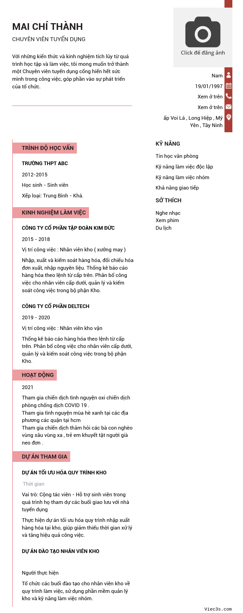 CV ứng viên