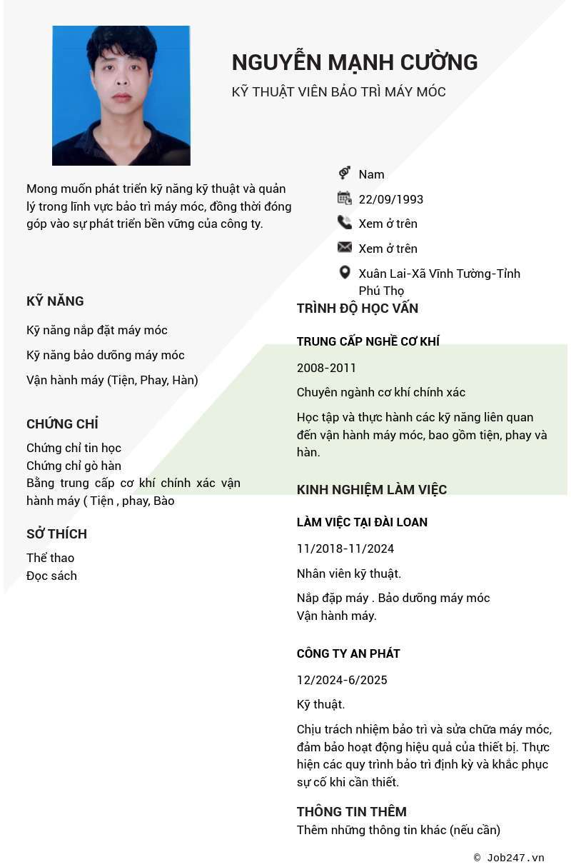 CV ứng viên