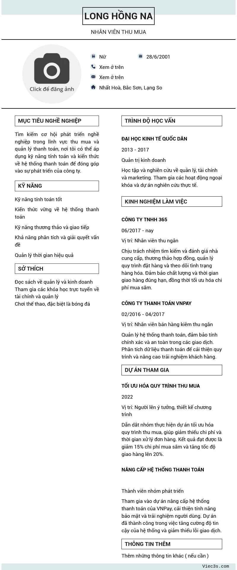 CV ứng viên