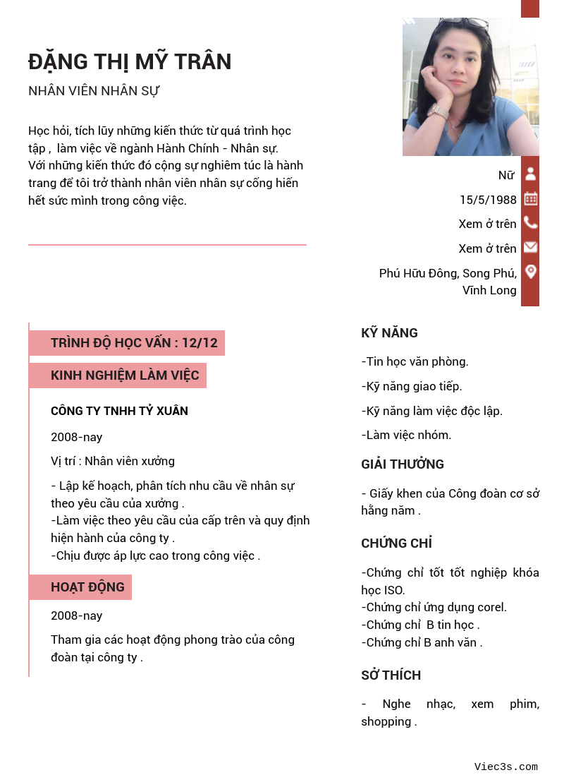 CV ứng viên