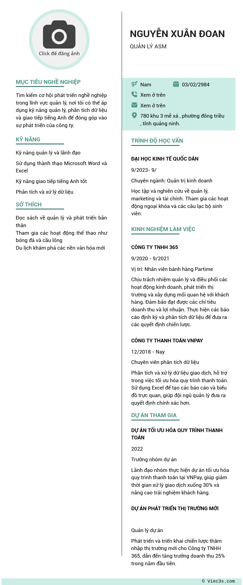 CV ứng viên