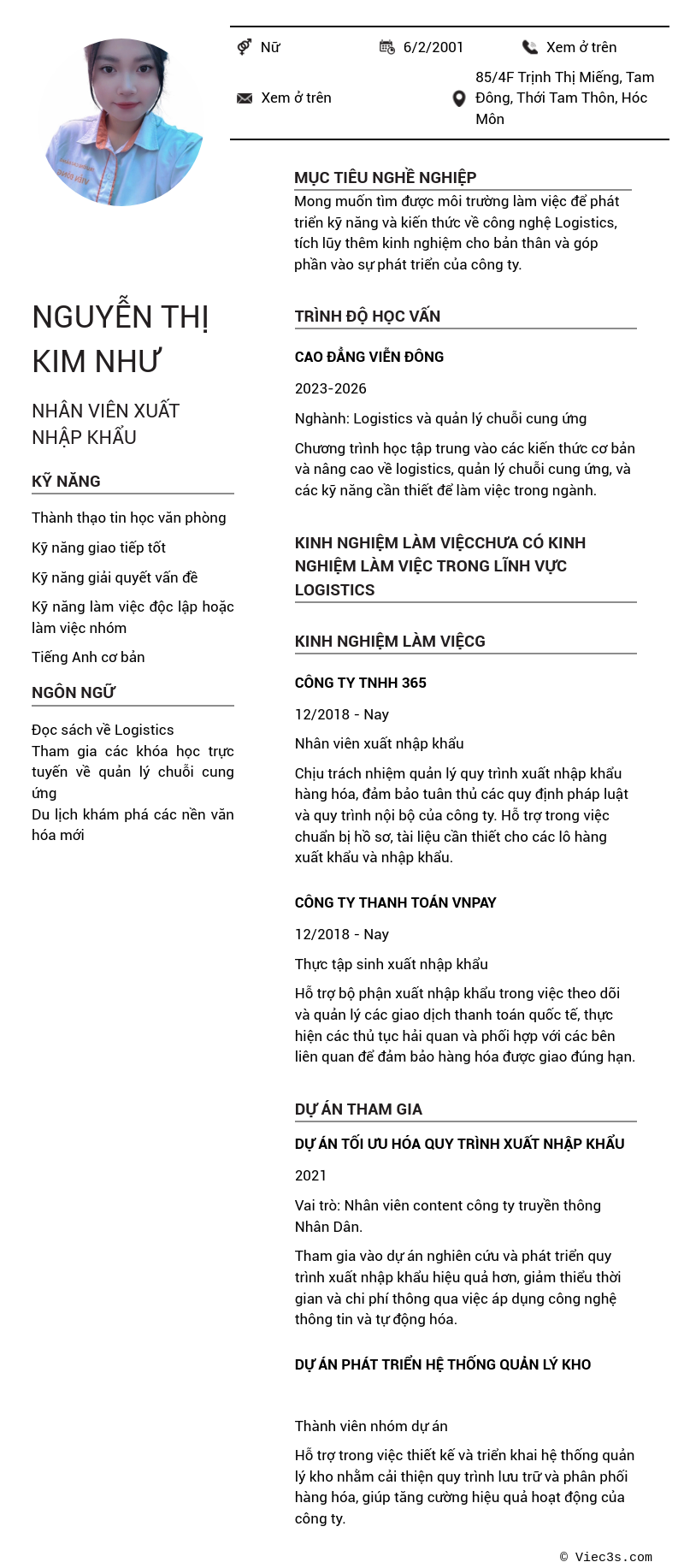 CV ứng viên